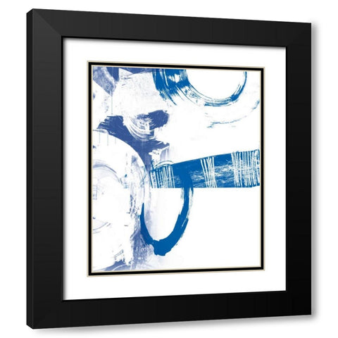 Blue Scribbles III Black Modern Wood Framed Art Print with Double Matting by Vision Studio