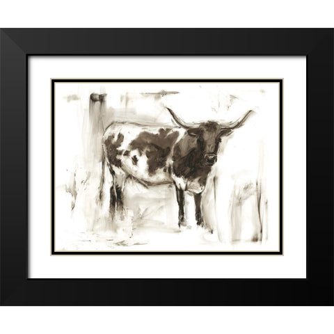 Longhorn Study I Black Modern Wood Framed Art Print with Double Matting by Harper, Ethan