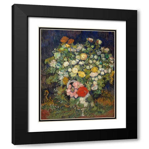 Bouquet of Flowers in a Vase Black Modern Wood Framed Art Print with Double Matting by Van Gogh, Vincent