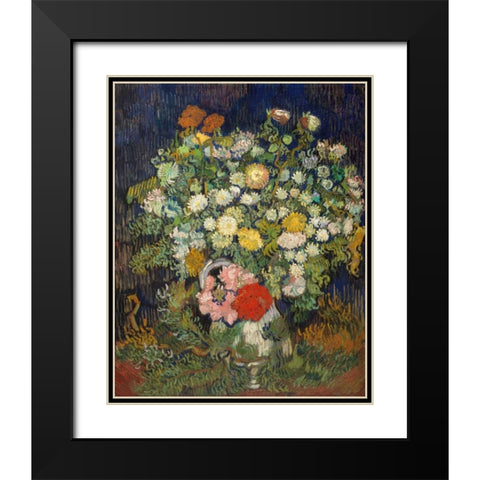 Bouquet of Flowers in a Vase Black Modern Wood Framed Art Print with Double Matting by Van Gogh, Vincent