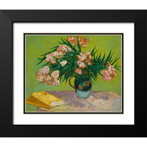 Oleanders Black Modern Wood Framed Art Print with Double Matting by Van Gogh, Vincent