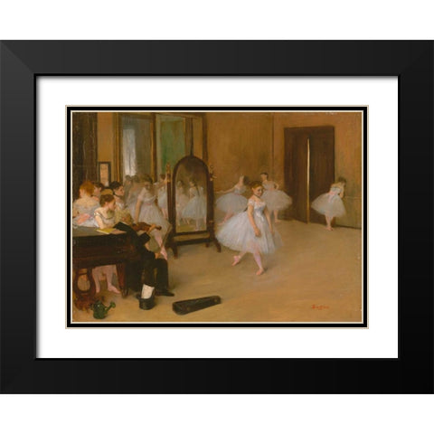 The Dancing Class Black Modern Wood Framed Art Print with Double Matting by Degas, Edgar