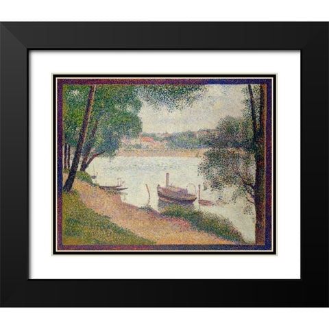 Gray Weather, Grande Jatte Black Modern Wood Framed Art Print with Double Matting by Seurat, Georges