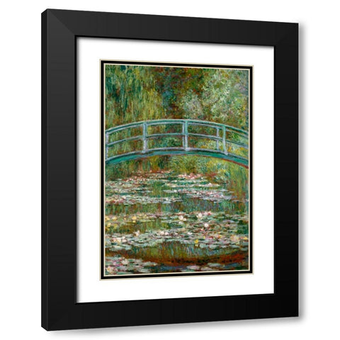 Bridge over a Pond of Water Lilies Black Modern Wood Framed Art Print with Double Matting by Monet, Claude