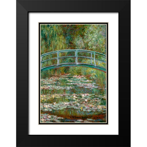 Bridge over a Pond of Water Lilies Black Modern Wood Framed Art Print with Double Matting by Monet, Claude