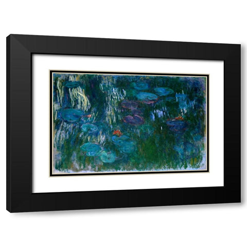 Water Lilies II Black Modern Wood Framed Art Print with Double Matting by Monet, Claude