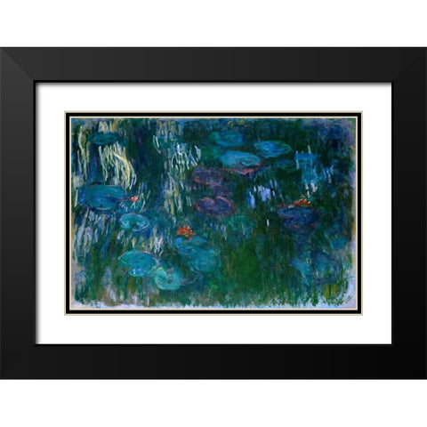 Water Lilies II Black Modern Wood Framed Art Print with Double Matting by Monet, Claude