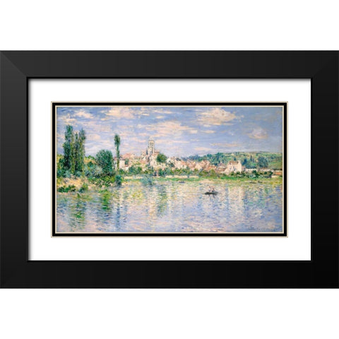 Vetheuil in Summer Black Modern Wood Framed Art Print with Double Matting by Monet, Claude