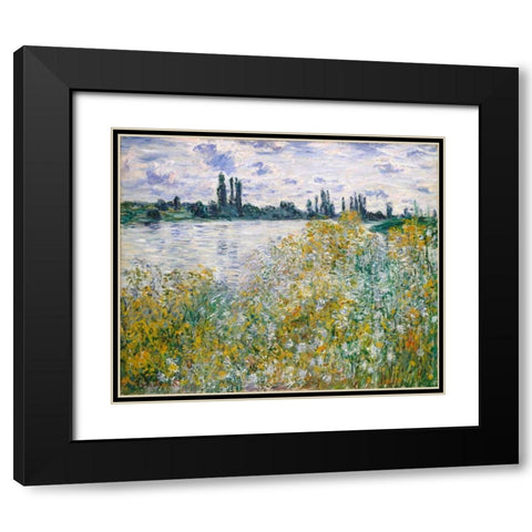Lle aux Fleurs near Vetheuil Black Modern Wood Framed Art Print with Double Matting by Monet, Claude
