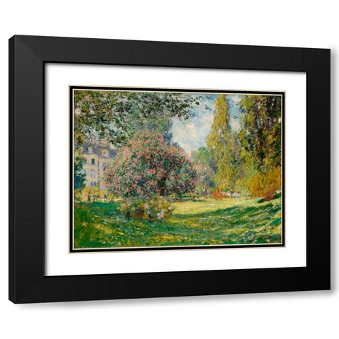 Landscape-The Parc Monceau Black Modern Wood Framed Art Print with Double Matting by Monet, Claude
