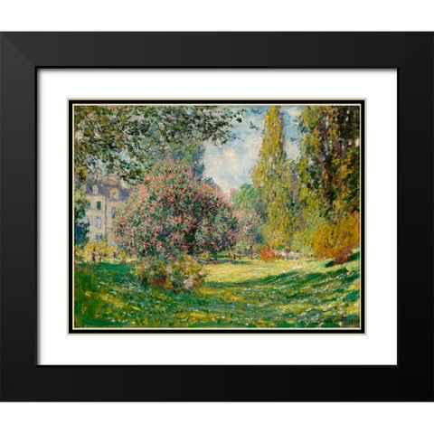 Landscape-The Parc Monceau Black Modern Wood Framed Art Print with Double Matting by Monet, Claude