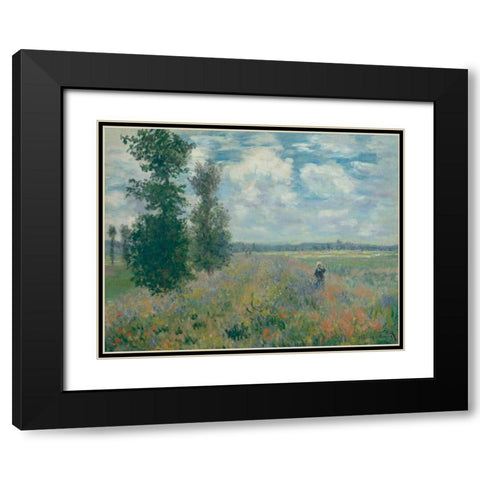 Poppy Fields near Argenteuil Black Modern Wood Framed Art Print with Double Matting by Monet, Claude