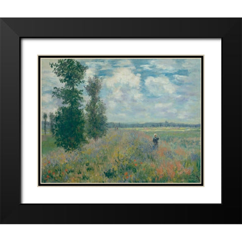 Poppy Fields near Argenteuil Black Modern Wood Framed Art Print with Double Matting by Monet, Claude