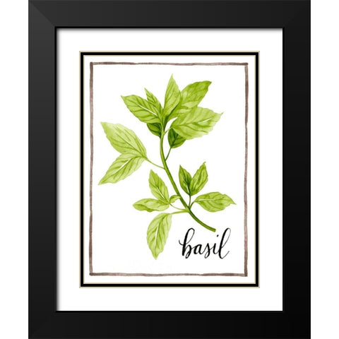 Watercolor Herbs I Black Modern Wood Framed Art Print with Double Matting by Popp, Grace