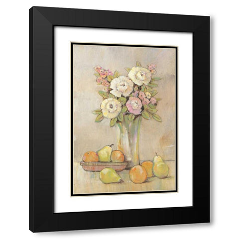 Still Life Study Flowers and Fruit I Black Modern Wood Framed Art Print with Double Matting by OToole, Tim