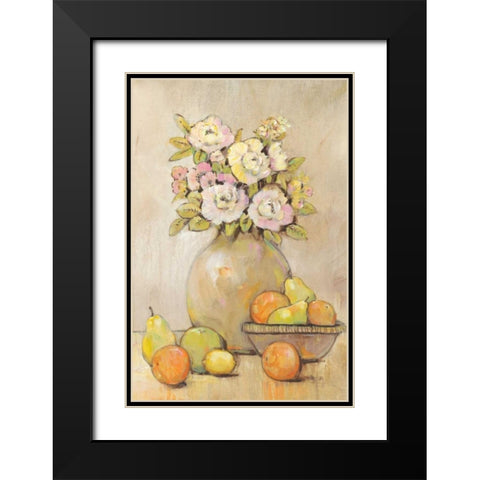 Still Life Study Flowers and Fruit II Black Modern Wood Framed Art Print with Double Matting by OToole, Tim
