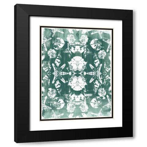Sea Green Kaleidoscope II Black Modern Wood Framed Art Print with Double Matting by Vess, June Erica