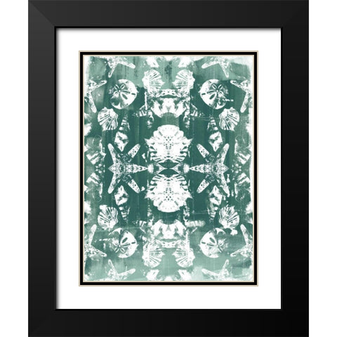 Sea Green Kaleidoscope II Black Modern Wood Framed Art Print with Double Matting by Vess, June Erica