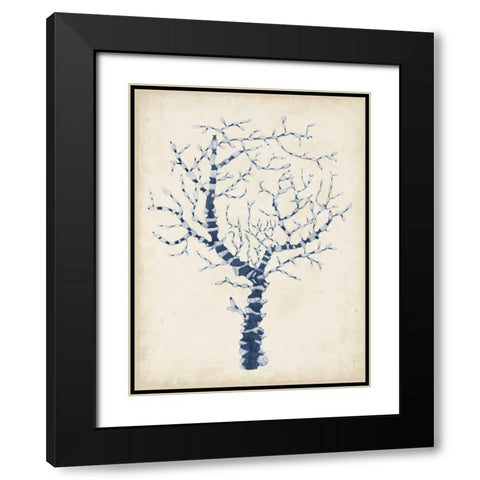 Indigo Coral II Black Modern Wood Framed Art Print with Double Matting by Vision Studio