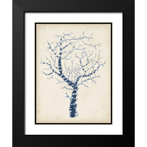 Indigo Coral II Black Modern Wood Framed Art Print with Double Matting by Vision Studio
