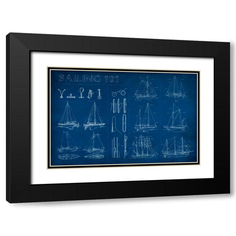 Sailing Infograph Black Modern Wood Framed Art Print with Double Matting by Harper, Ethan