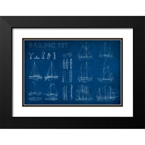 Sailing Infograph Black Modern Wood Framed Art Print with Double Matting by Harper, Ethan