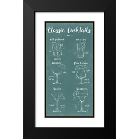 Mixology Infograph Black Modern Wood Framed Art Print with Double Matting by Harper, Ethan