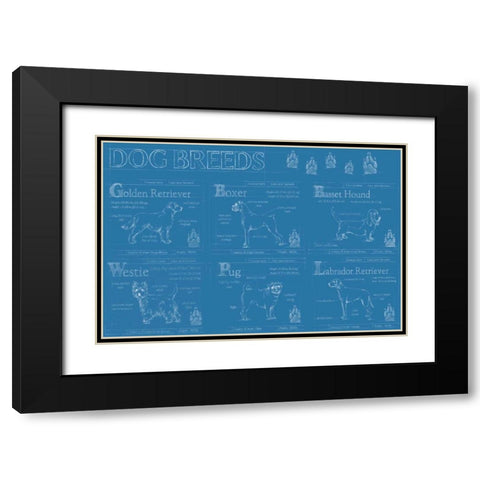 Dog Breeds Infograph Black Modern Wood Framed Art Print with Double Matting by Harper, Ethan