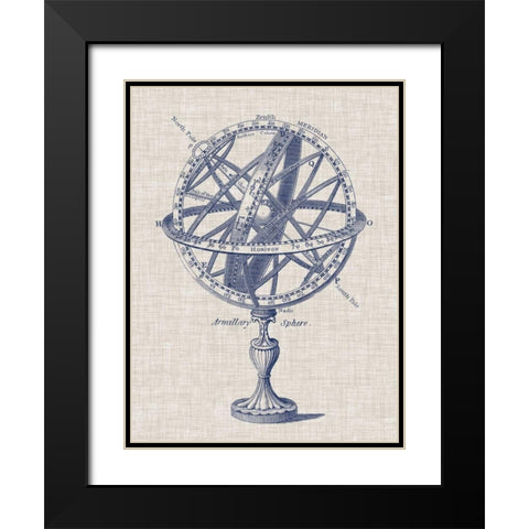 Armillary Sphere on Linen I Black Modern Wood Framed Art Print with Double Matting by Vision Studio