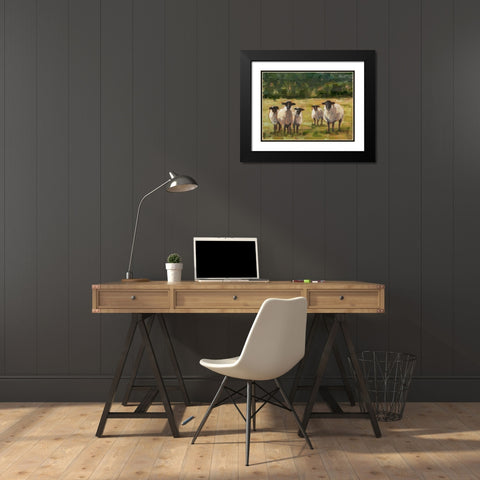 Sheep Family I Black Modern Wood Framed Art Print with Double Matting by Harper, Ethan