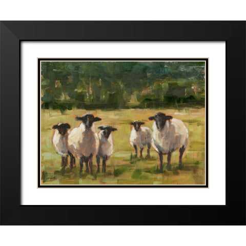 Sheep Family I Black Modern Wood Framed Art Print with Double Matting by Harper, Ethan