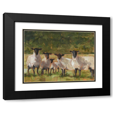 Sheep Family II Black Modern Wood Framed Art Print with Double Matting by Harper, Ethan
