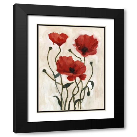 Poppy Bouquet I Black Modern Wood Framed Art Print with Double Matting by Scarvey, Emma