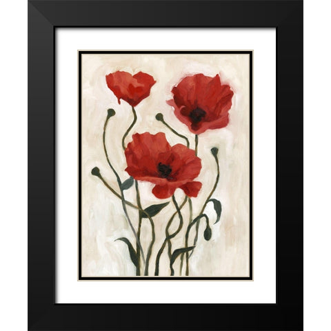 Poppy Bouquet I Black Modern Wood Framed Art Print with Double Matting by Scarvey, Emma
