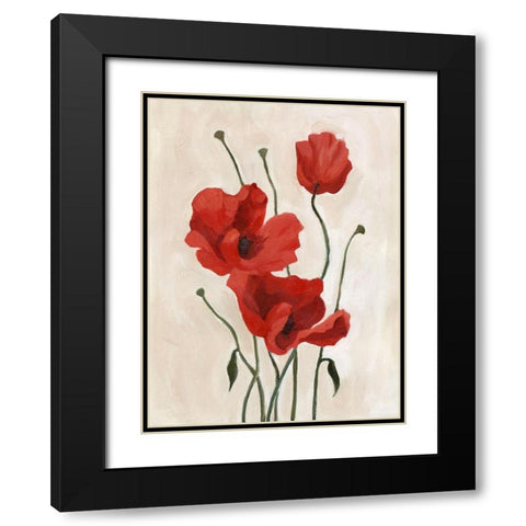 Poppy Bouquet II Black Modern Wood Framed Art Print with Double Matting by Scarvey, Emma