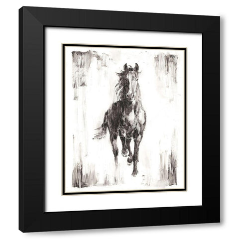 Rustic Black Stallion I Black Modern Wood Framed Art Print with Double Matting by Harper, Ethan