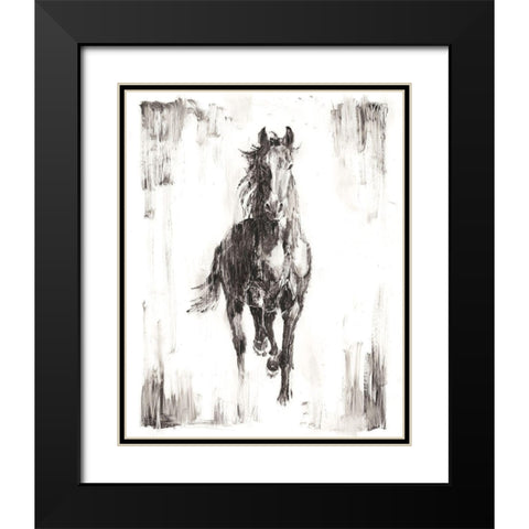 Rustic Black Stallion I Black Modern Wood Framed Art Print with Double Matting by Harper, Ethan