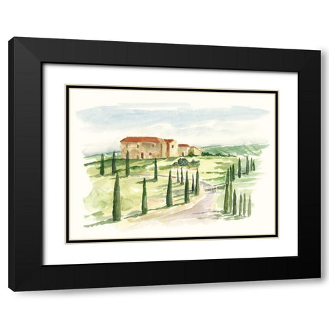 Watercolor Tuscan Villa I Black Modern Wood Framed Art Print with Double Matting by Harper, Ethan