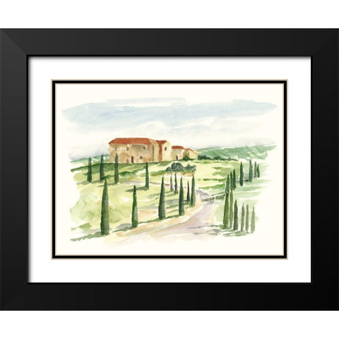 Watercolor Tuscan Villa I Black Modern Wood Framed Art Print with Double Matting by Harper, Ethan