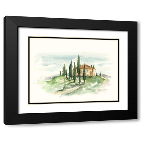 Watercolor Tuscan Villa II Black Modern Wood Framed Art Print with Double Matting by Harper, Ethan