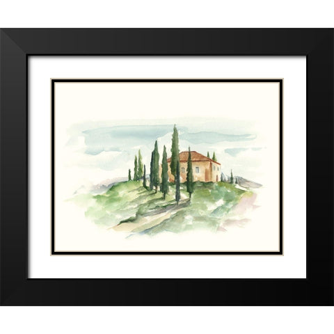 Watercolor Tuscan Villa II Black Modern Wood Framed Art Print with Double Matting by Harper, Ethan