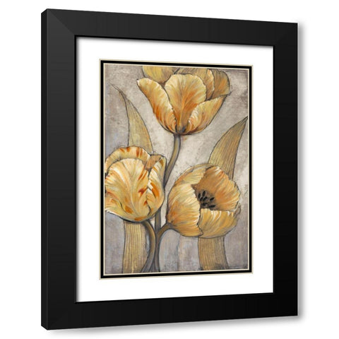 Ochre and Grey Tulips I Black Modern Wood Framed Art Print with Double Matting by OToole, Tim