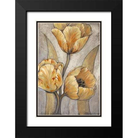 Ochre and Grey Tulips I Black Modern Wood Framed Art Print with Double Matting by OToole, Tim