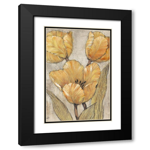 Ochre and Grey Tulips II Black Modern Wood Framed Art Print with Double Matting by OToole, Tim