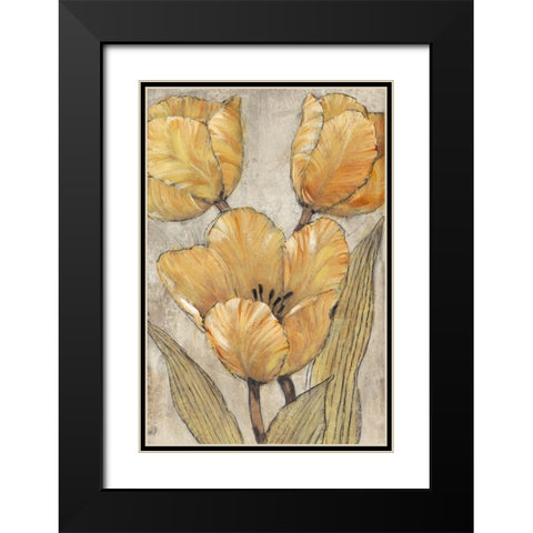 Ochre and Grey Tulips II Black Modern Wood Framed Art Print with Double Matting by OToole, Tim