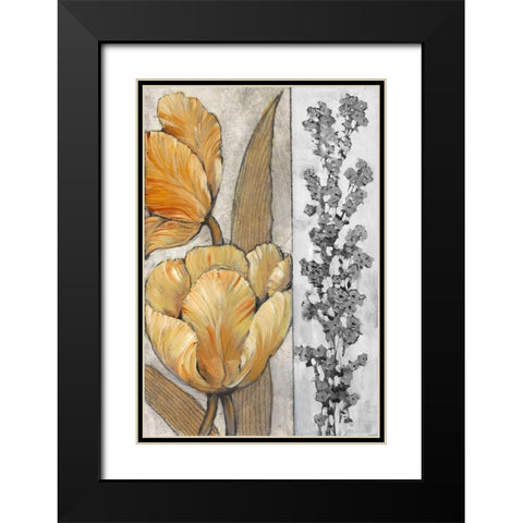 Ochre and Grey Tulips III Black Modern Wood Framed Art Print with Double Matting by OToole, Tim
