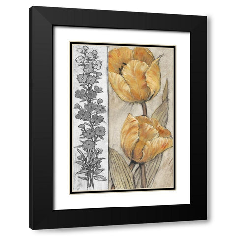 Ochre and Grey Tulips IV Black Modern Wood Framed Art Print with Double Matting by OToole, Tim