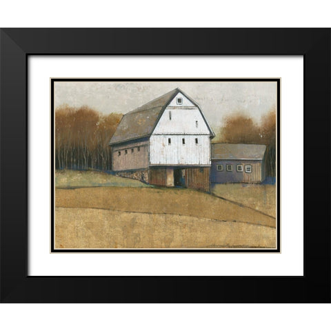 White Barn View II Black Modern Wood Framed Art Print with Double Matting by OToole, Tim