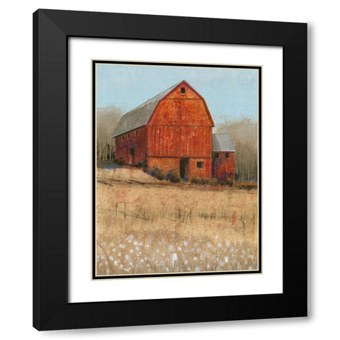 Red Barn View I Black Modern Wood Framed Art Print with Double Matting by OToole, Tim