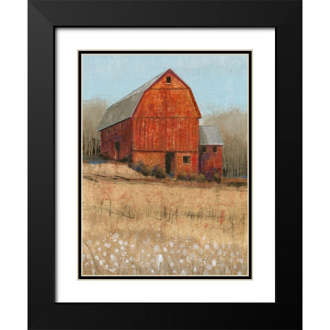 Red Barn View I Black Modern Wood Framed Art Print with Double Matting by OToole, Tim